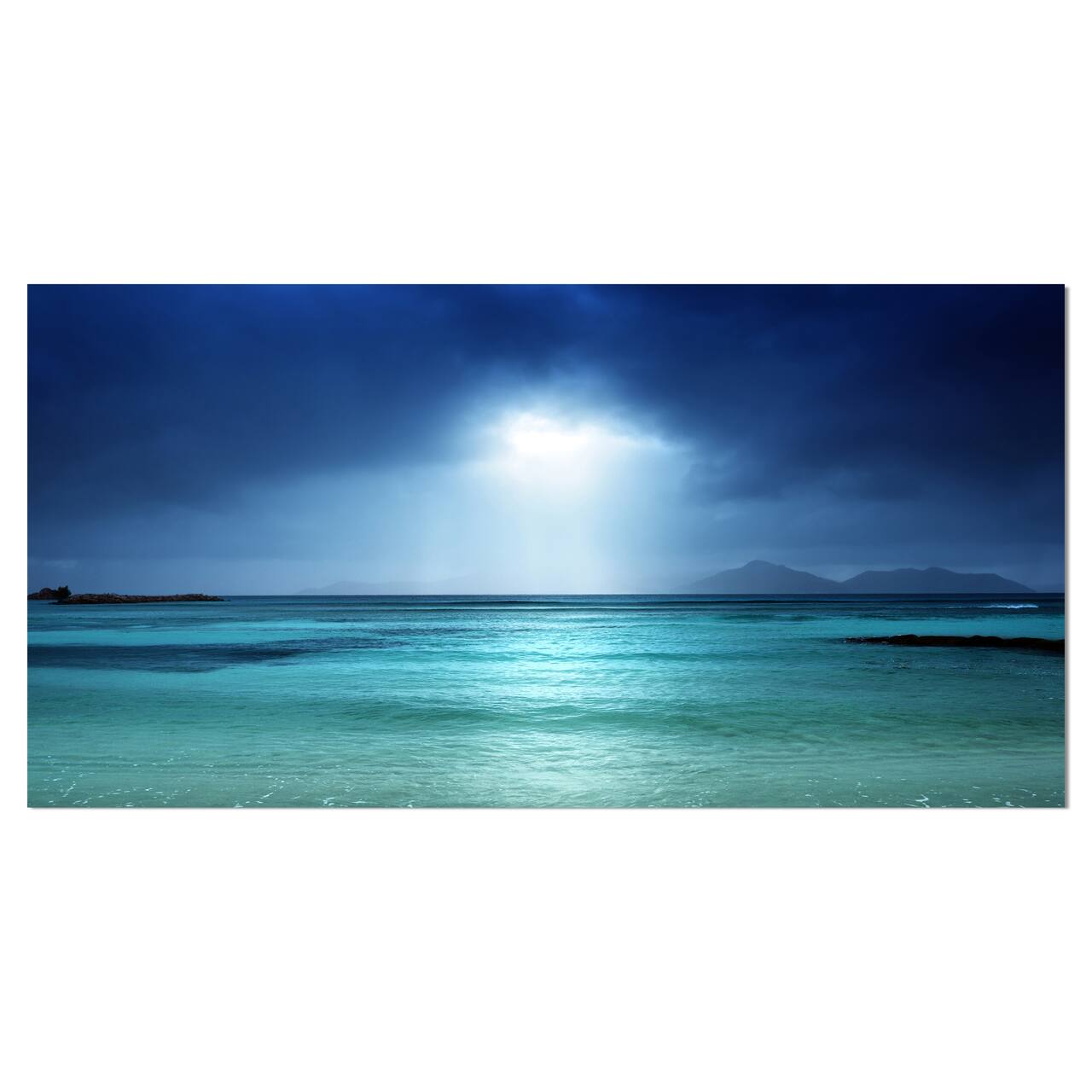 Designart - Blue sky on the beach of la Digue island Seychelles - Sea & Shore Photographic on wrapped Canvas